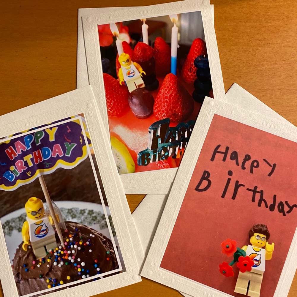 Set of 6 cards - happy birthday and thank you